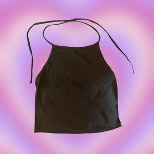 Brandy Melville Black Tie Back Crop Top